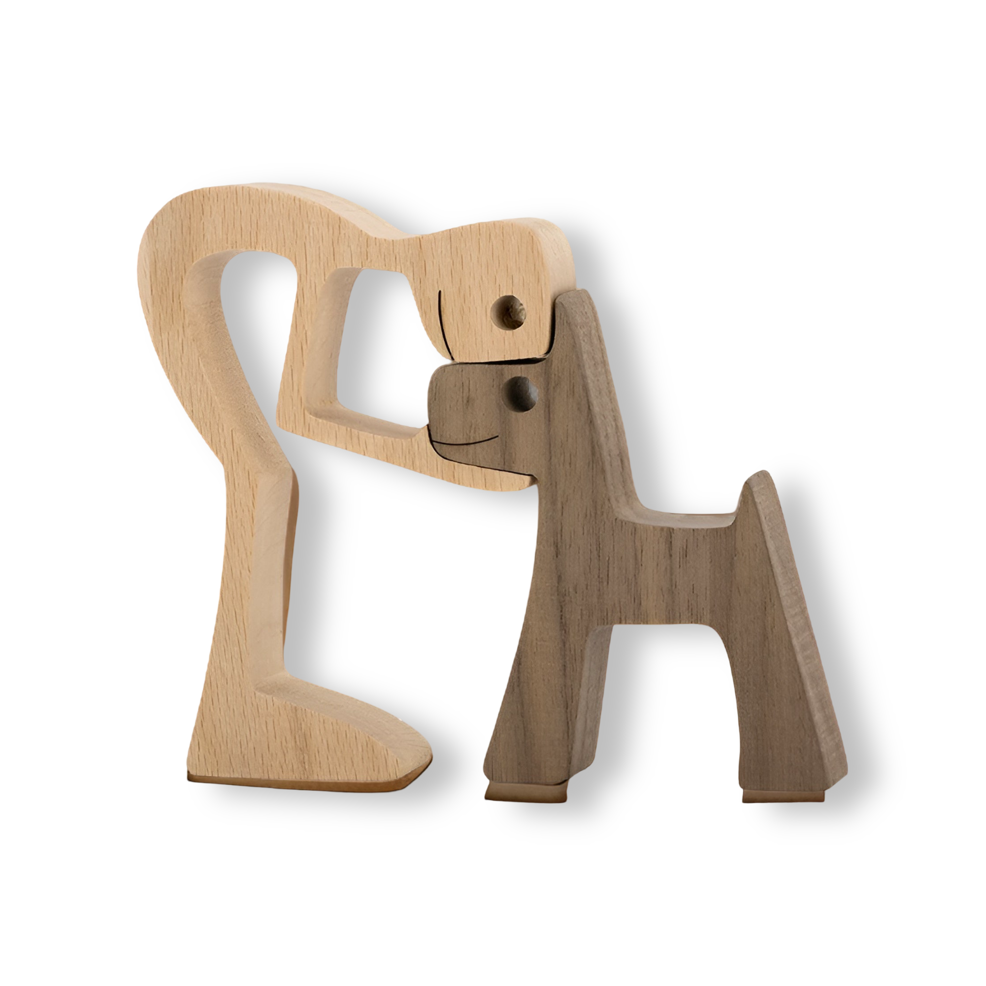 Paws - of Love - Handgefertigte Holzskulptur Mensch & Hund