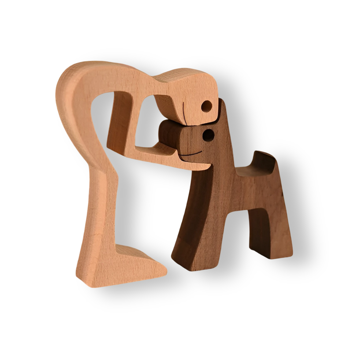 Paws - of Love - Handgefertigte Holzskulptur Mensch & Hund