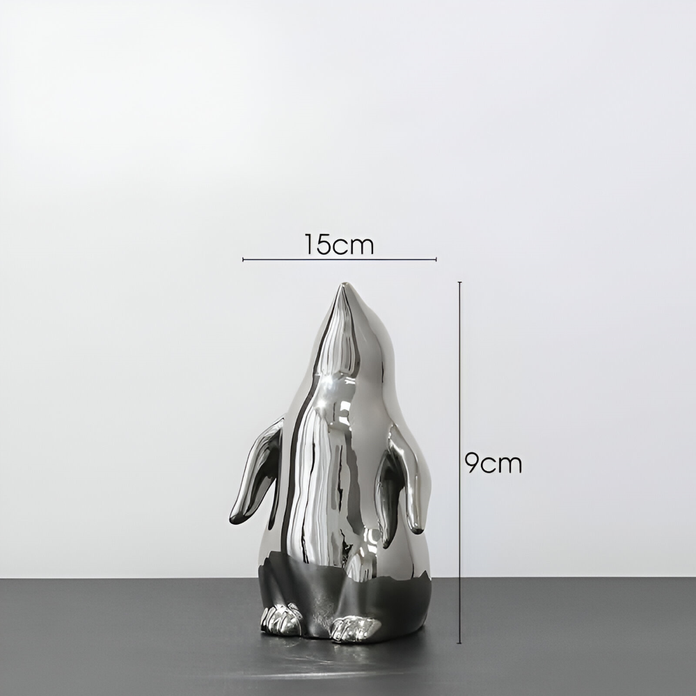 Penguin Charm - Goldene Keramik Pinguin Skulptur für Schicke Innenräume