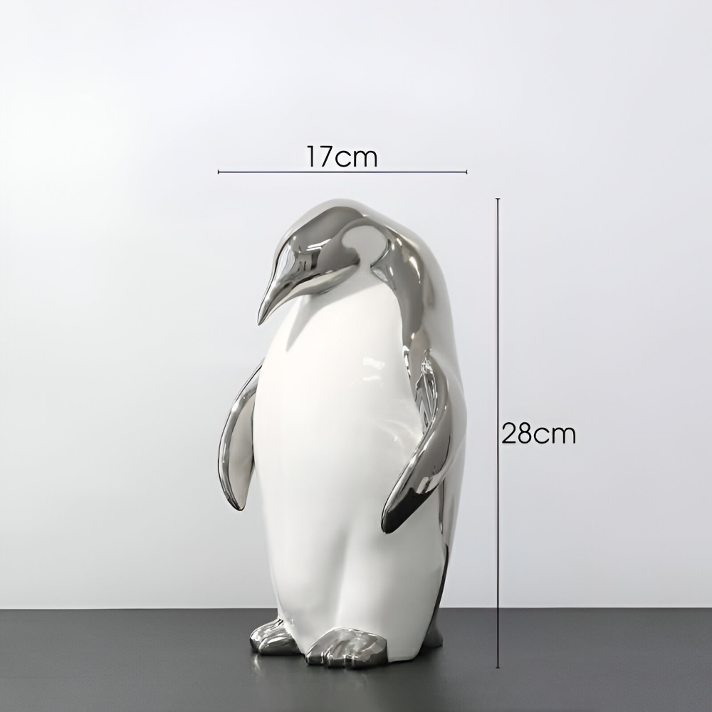 Penguin Charm - Goldene Keramik Pinguin Skulptur für Schicke Innenräume