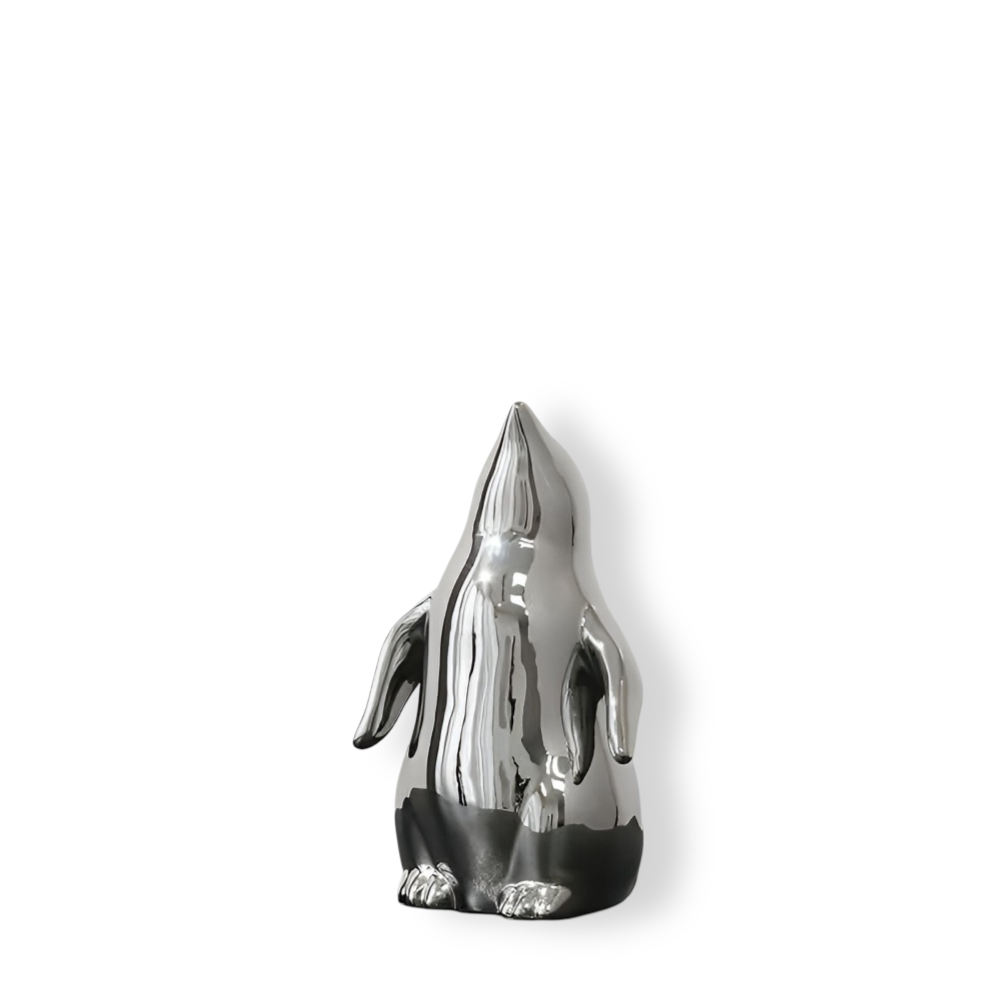 Penguin Charm - Goldene Keramik Pinguin Skulptur für Schicke Innenräume