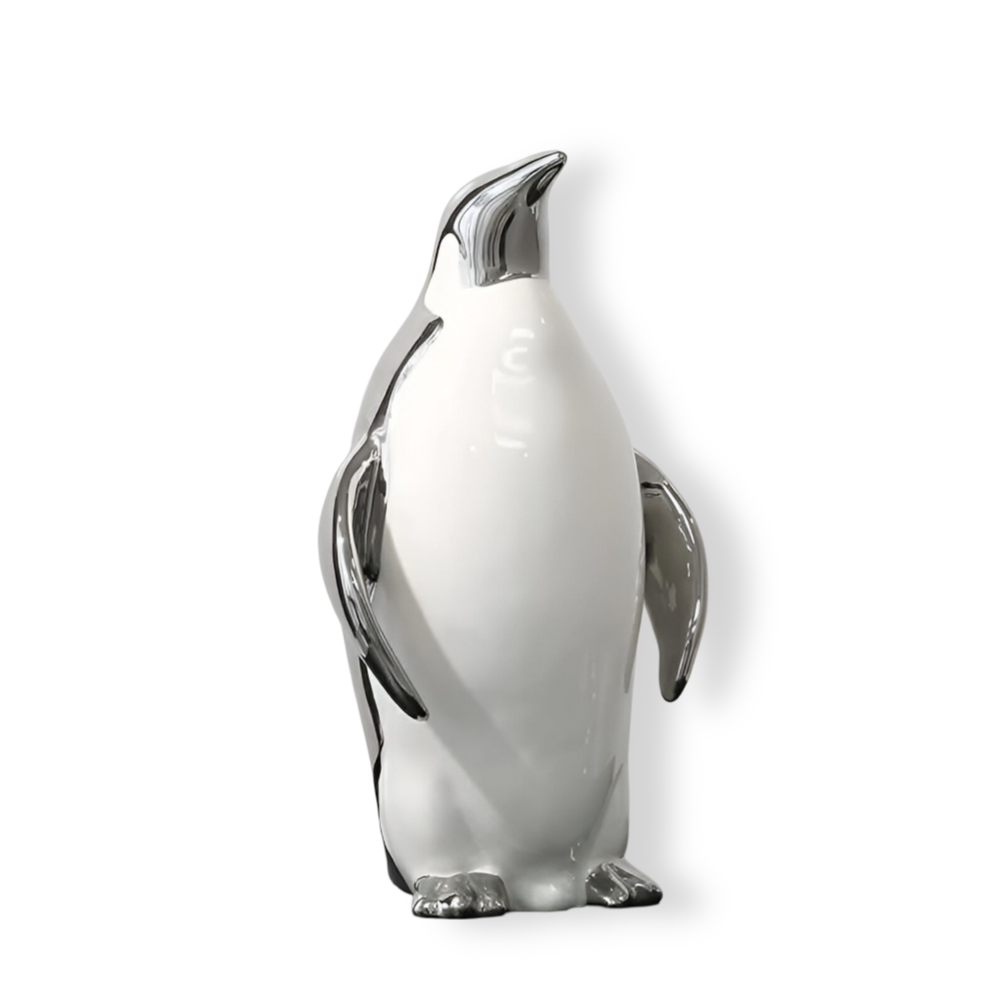 Penguin Charm - Goldene Keramik Pinguin Skulptur für Schicke Innenräume