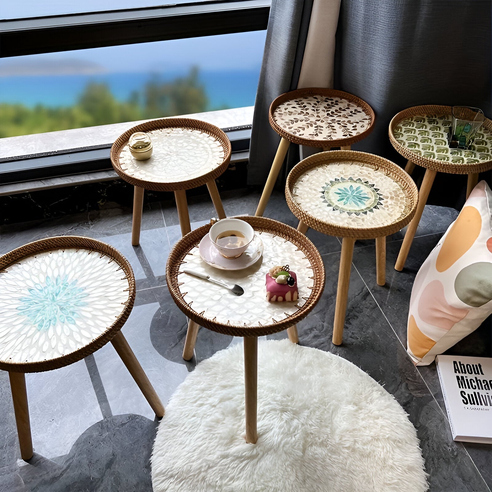 Scandi - Couchtisch - Couchtisch rund Rattan im