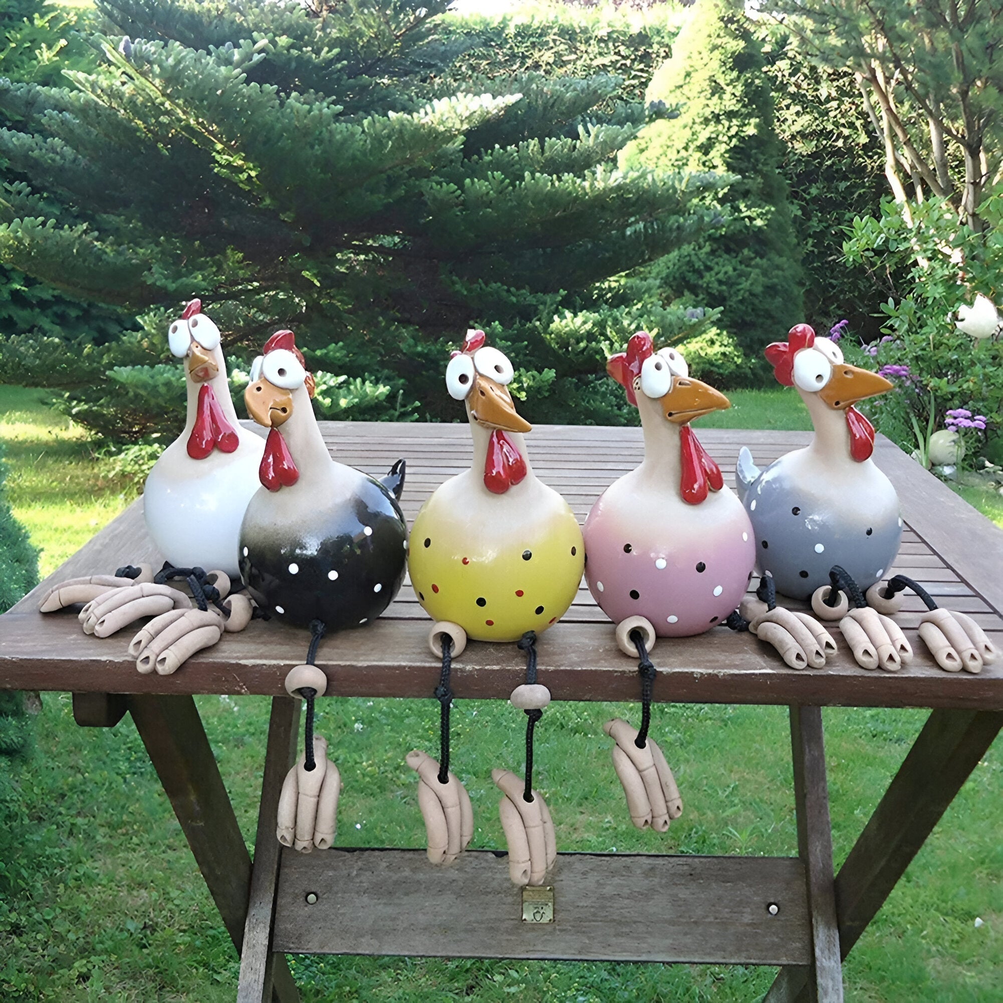 Gartenstatue - Hahn/Huhn aus wetterfestem Harz