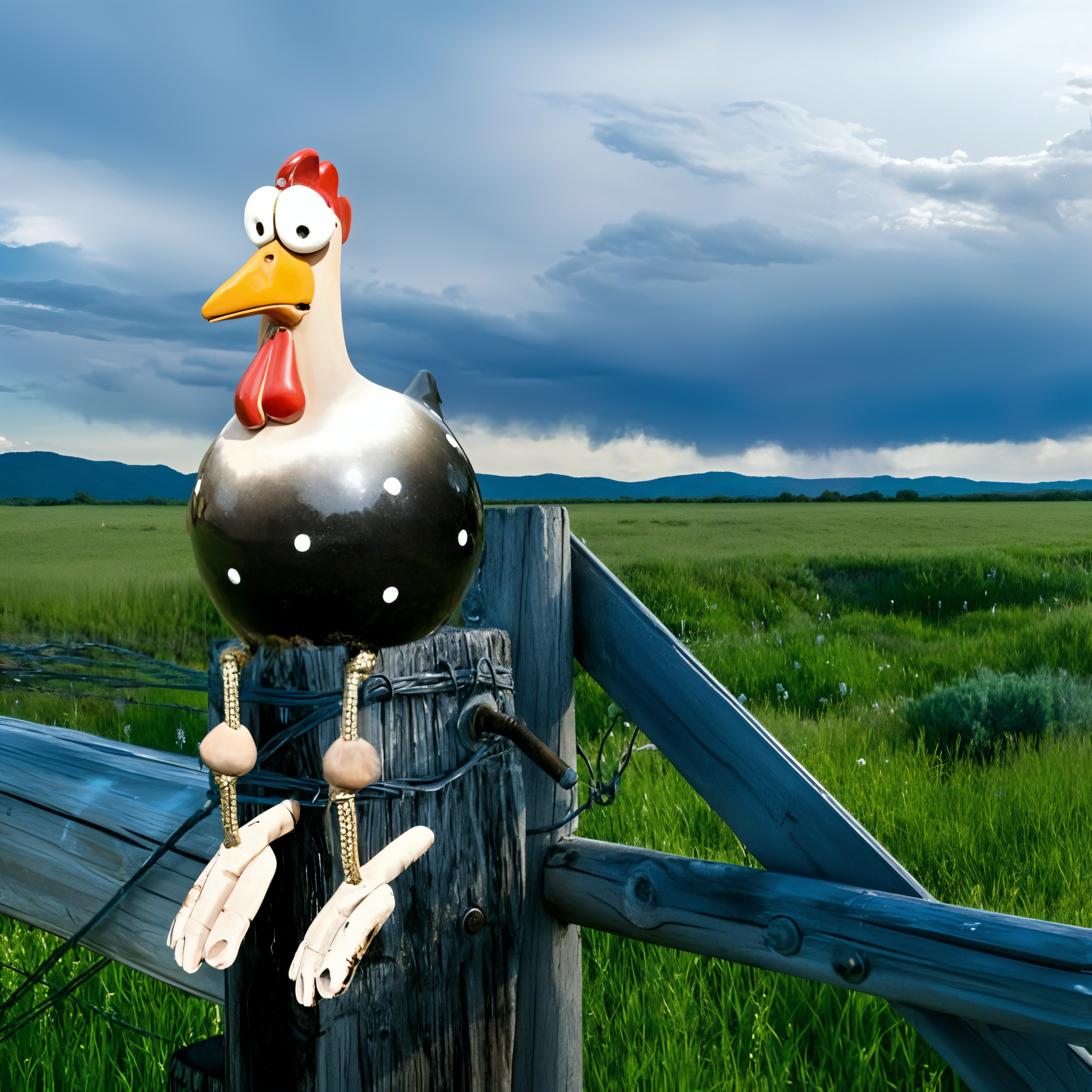 Gartenstatue - Hahn/Huhn aus wetterfestem Harz