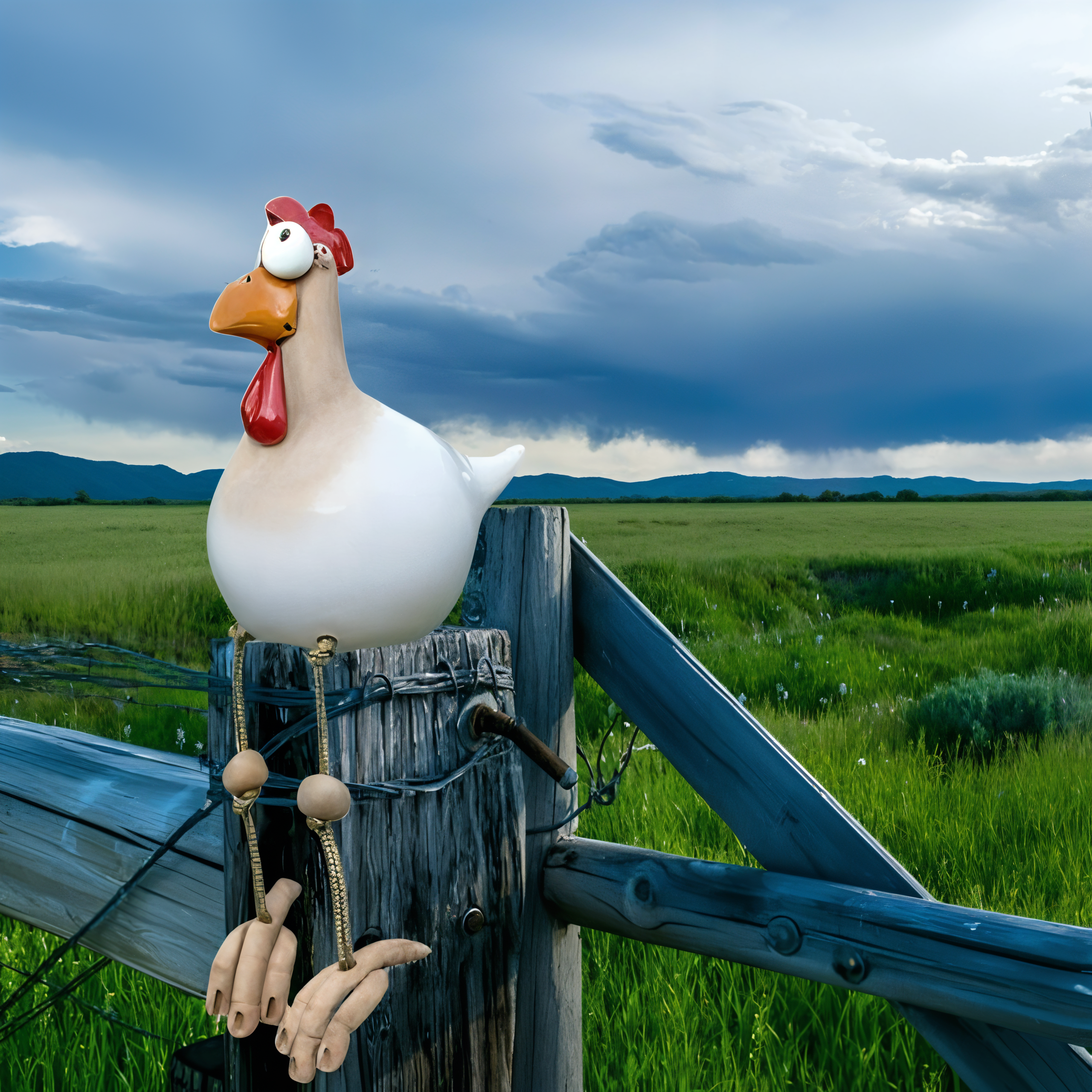 Gartenstatue - Hahn/Huhn aus wetterfestem Harz