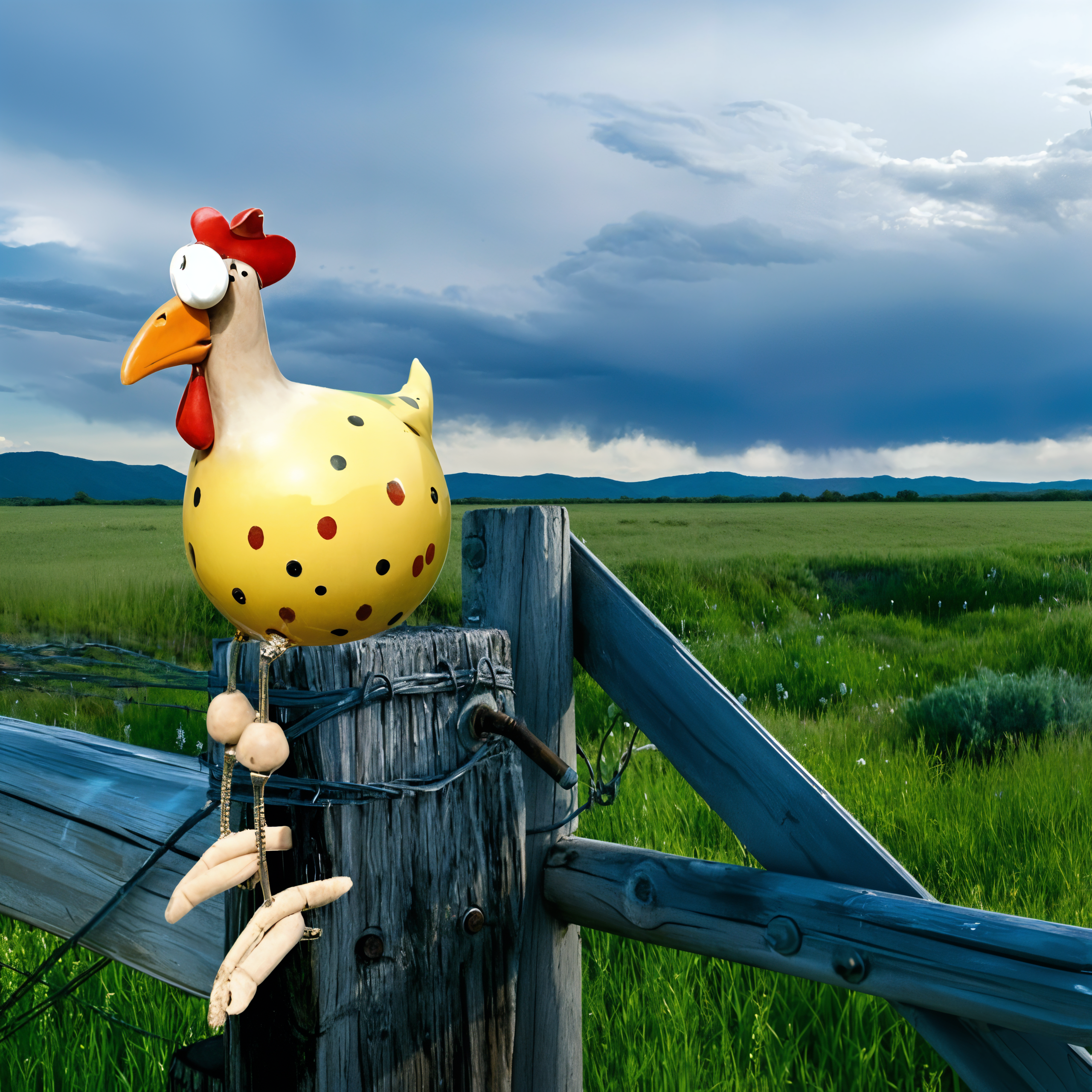 Gartenstatue - Hahn/Huhn aus wetterfestem Harz