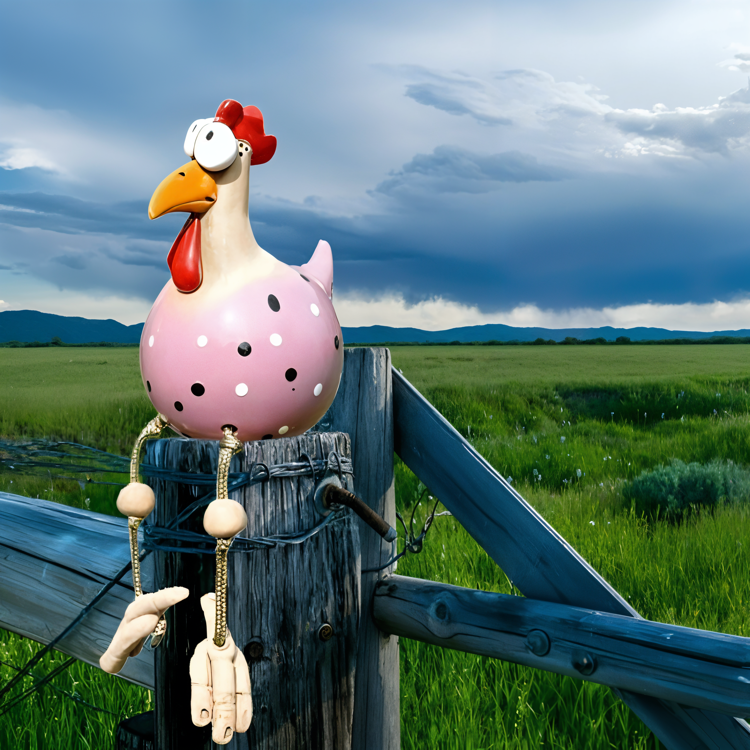 Gartenstatue - Hahn/Huhn aus wetterfestem Harz