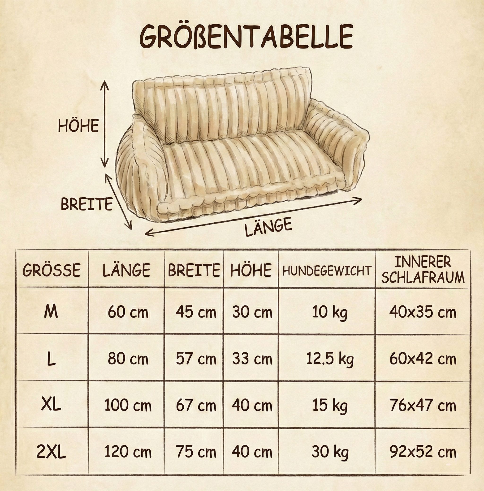 Hundebett - gestreift mit hohem Rand