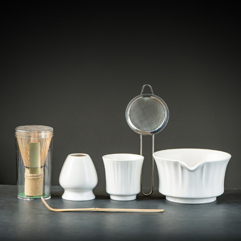 Japanisches - Matcha Tee Set 6-teilig aus Keramik & Bambus