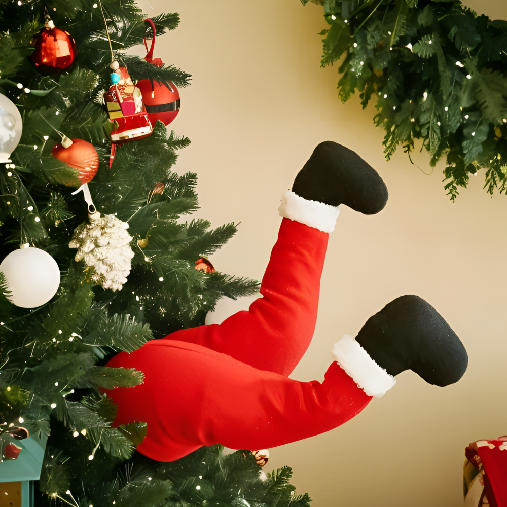 Kickin - Santa - Weihnachtsbaumschmuck Santa-Plüschbeine