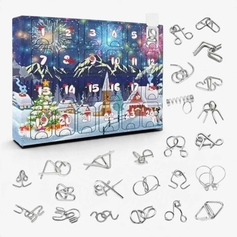 PuzzleForge - Adventskalender mit 24 Puzzles aus Metall und Holz