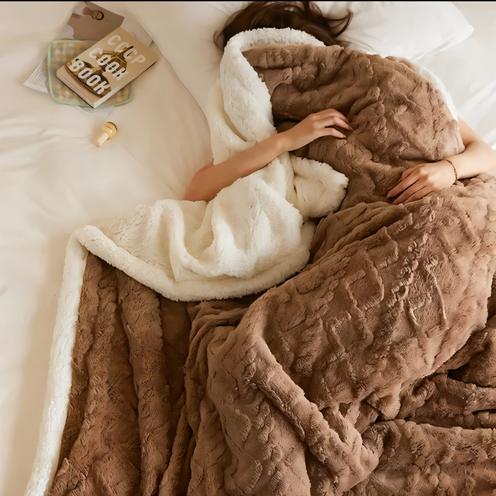 LuxiFaux - Wollimitat Plaid doppelseitig mit Fleece