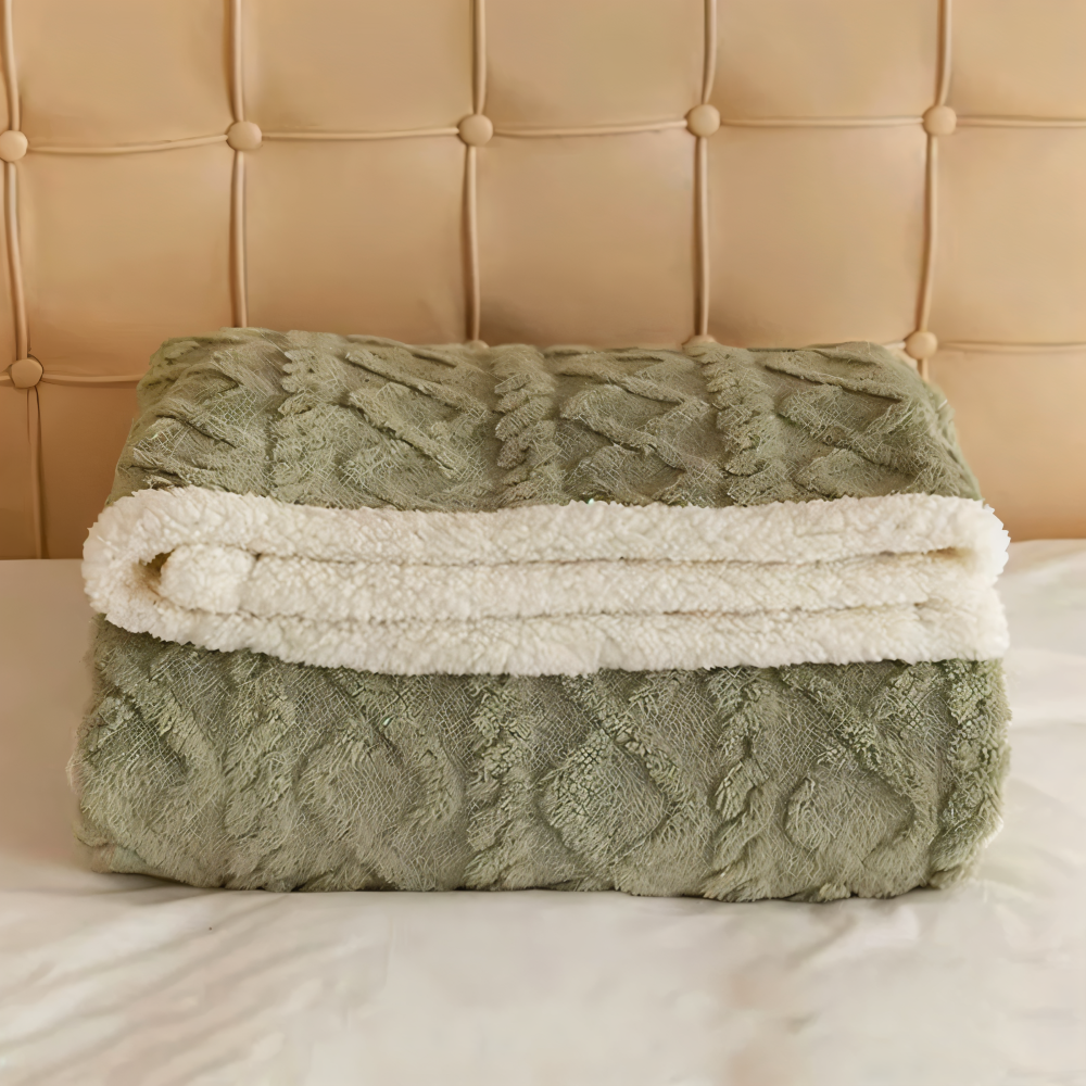 LuxiFaux - Wollimitat Plaid doppelseitig mit Fleece