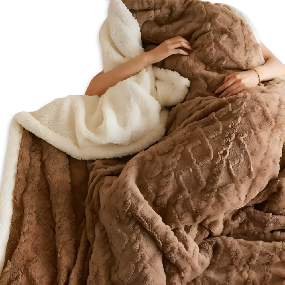 LuxiFaux - Wollimitat Plaid doppelseitig mit Fleece