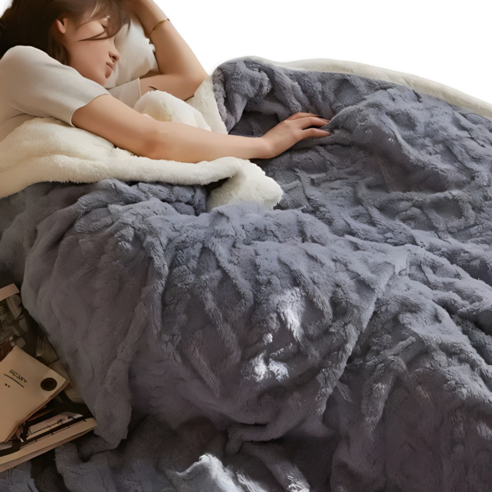 LuxiFaux - Wollimitat Plaid doppelseitig mit Fleece