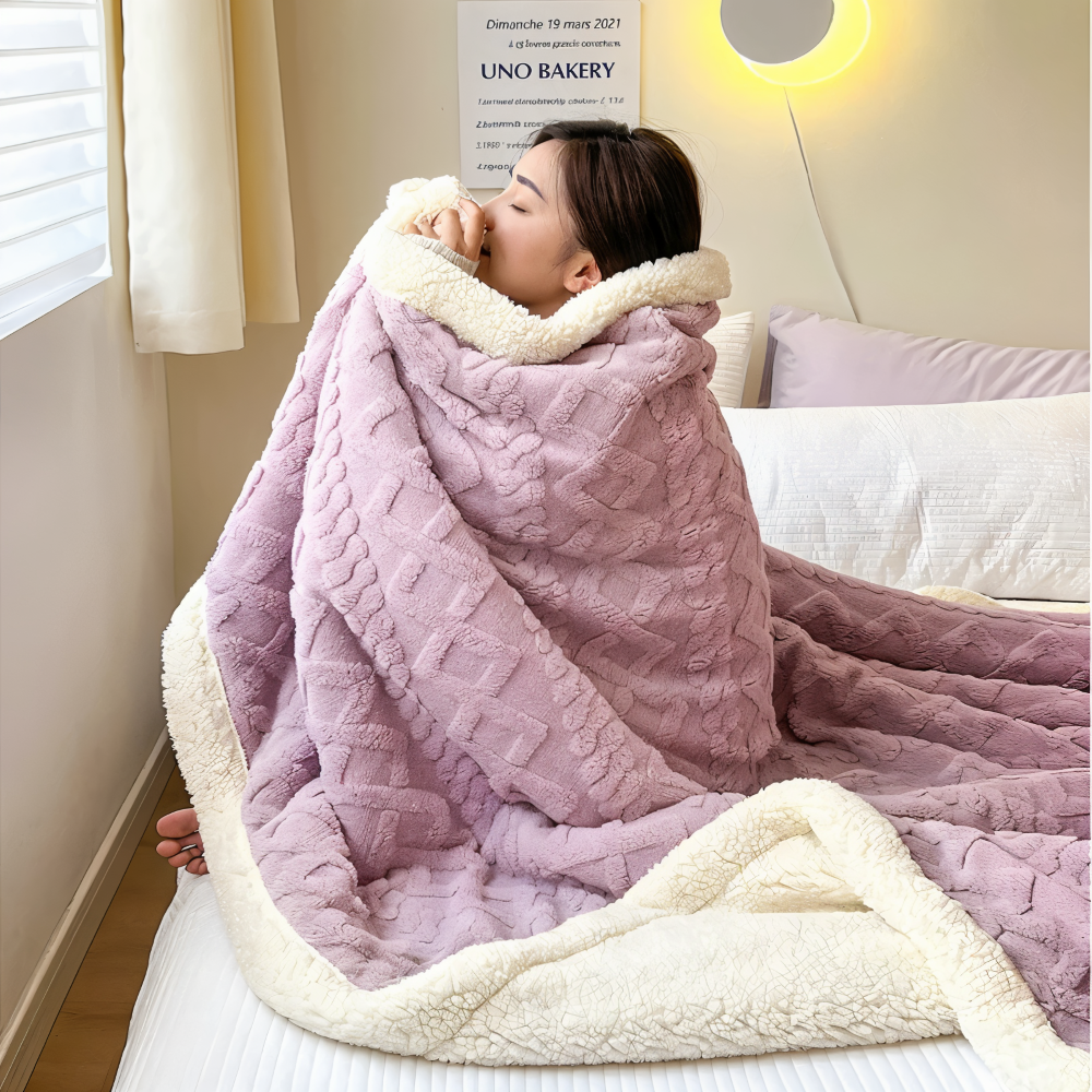 LuxiFaux - Wollimitat Plaid doppelseitig mit Fleece