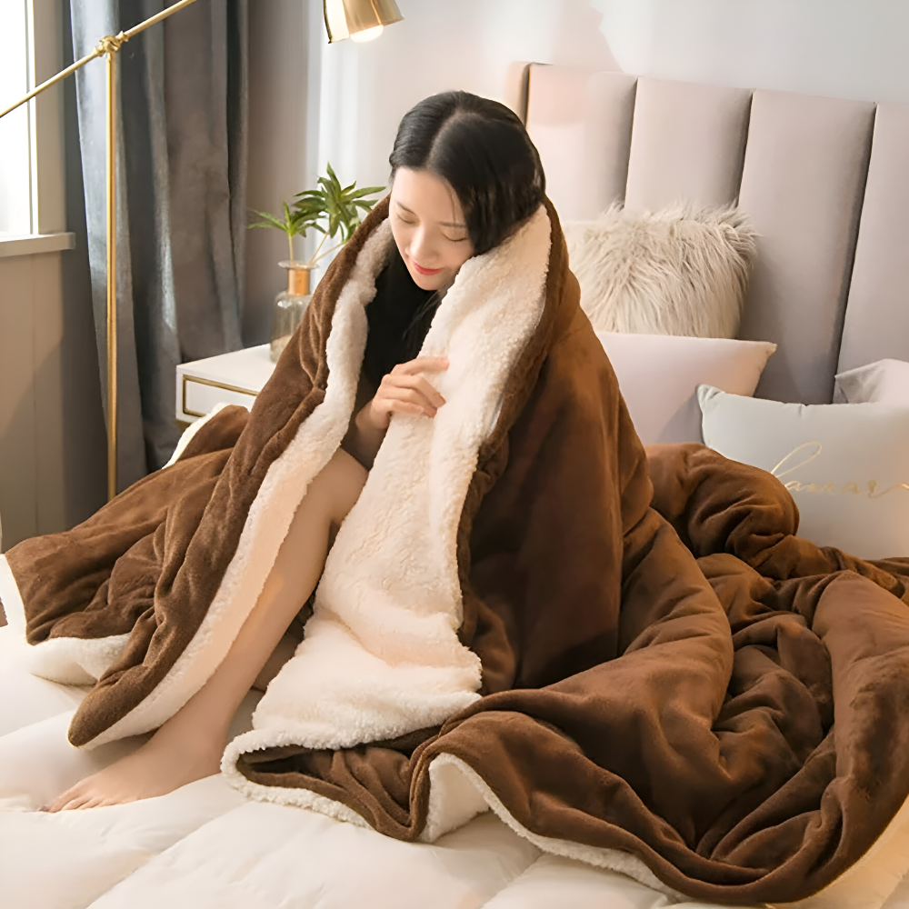 LuxiLayer Plaid - Doppelseitiger Flanell und Fleece Steppdeckenbezug mit Reißverschluss