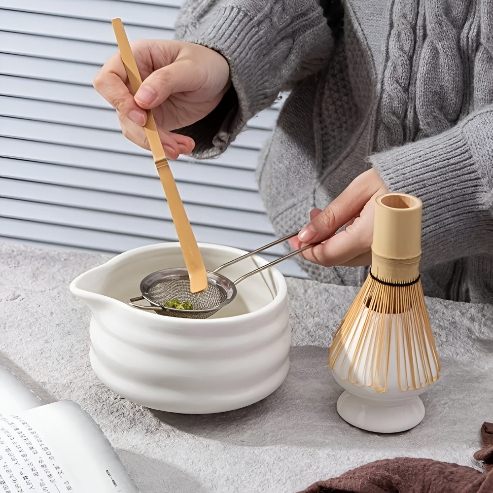 Matcha - Tee Set 5-tlg mit Keramikschale 460 ml & Sieb
