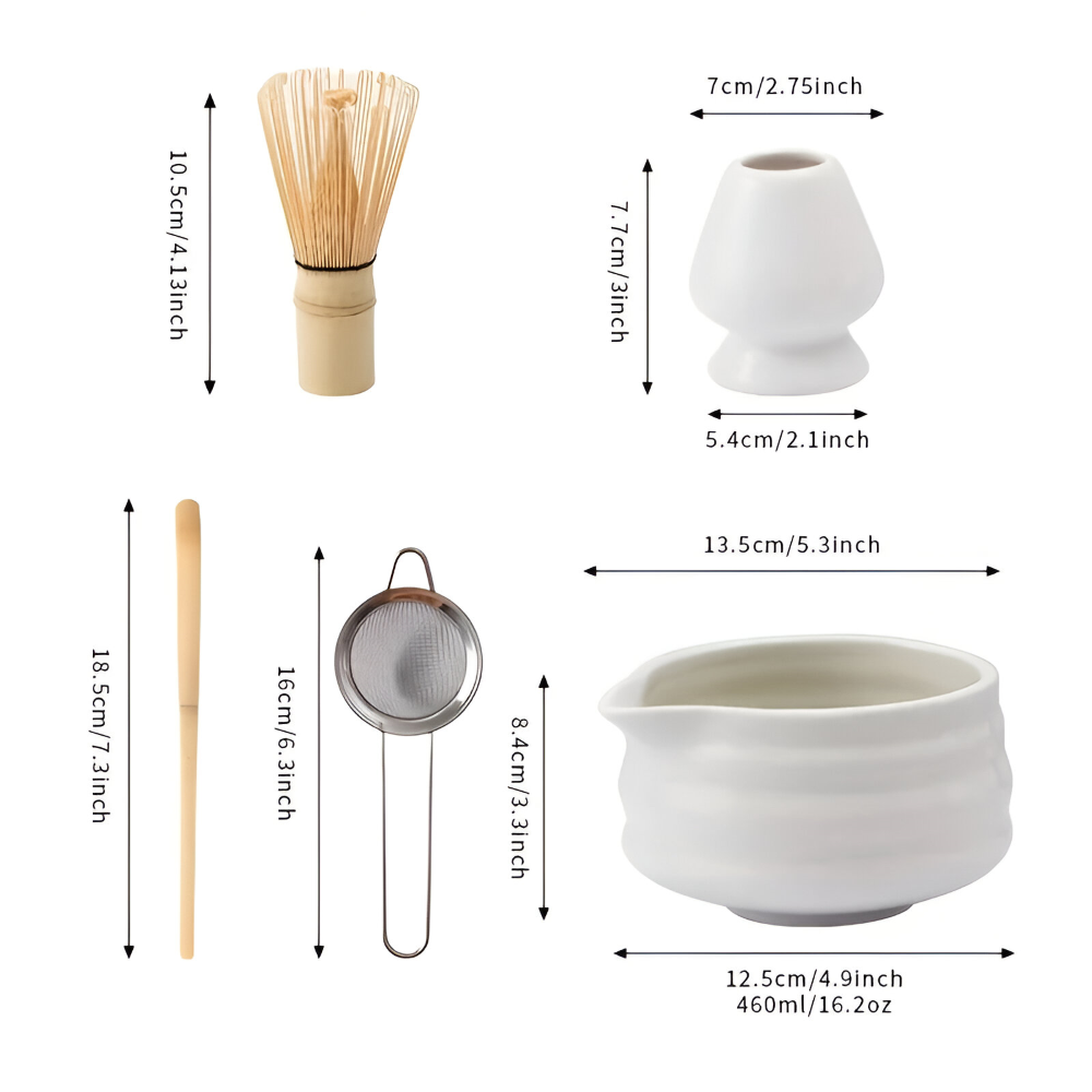 Matcha - Tee Set 5-tlg mit Keramikschale 460 ml & Sieb