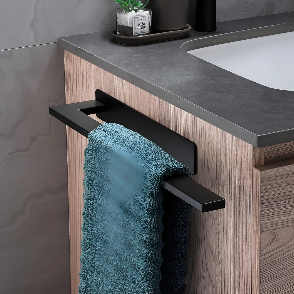Moderner Edelstahl Schwarzer Handtuchhalter - Wandmontierter, Schlanker Badezimmerstauraum und Handtuchorganisation