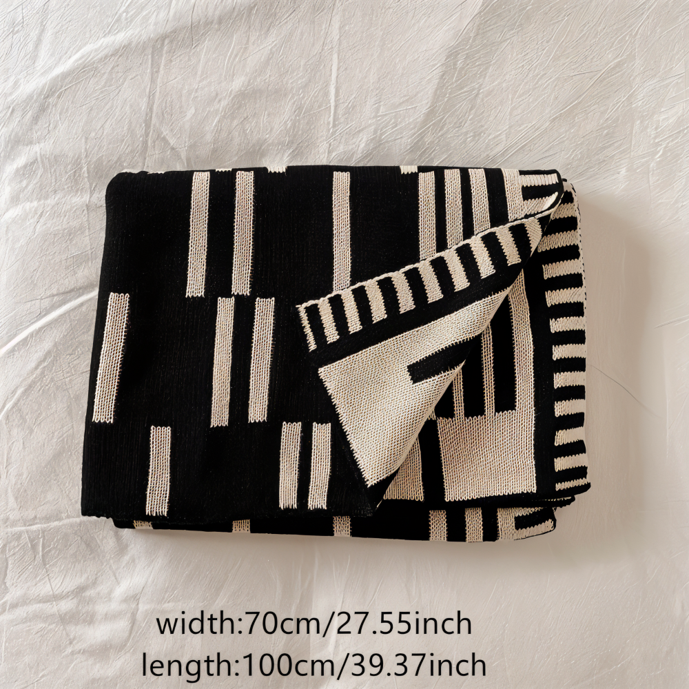 Neutral - Dash Plaid - Schwarz/Beige Strickdecke aus Acryl