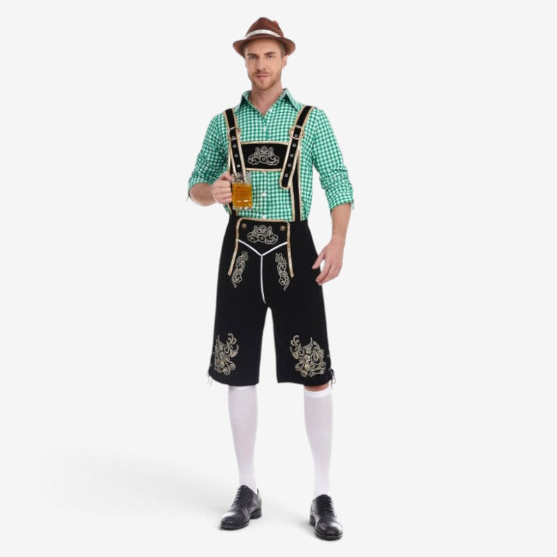 Herren Trachtenlederhose mit barocker Stickerei
