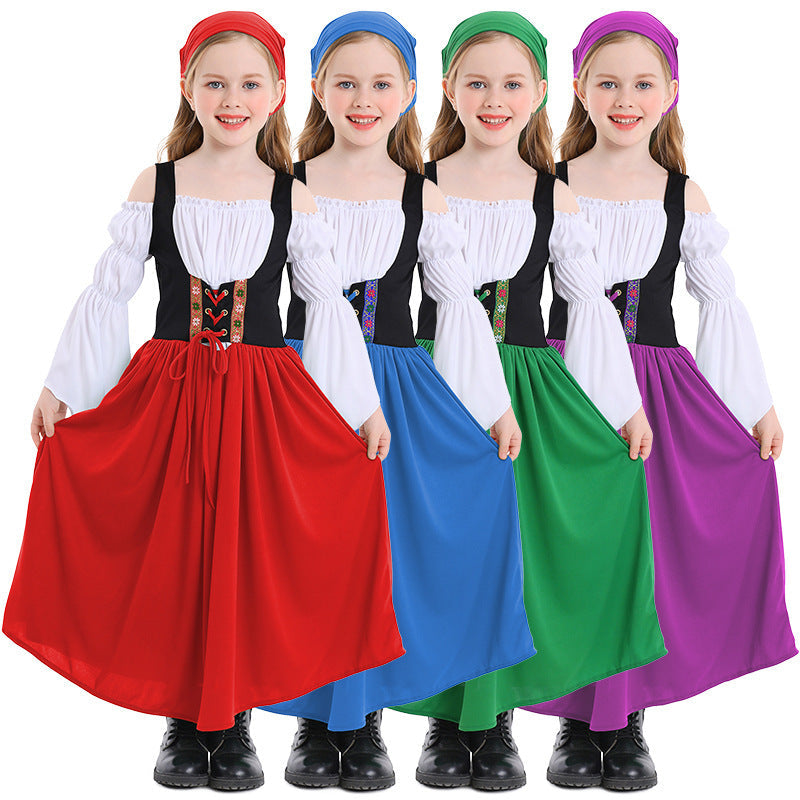 Mädchenkostüm im mittelalterlichen Stil mit Schnürmieder