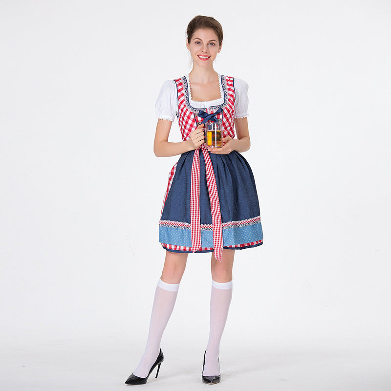 Damen Dirndl mit Karomuster und Schürze