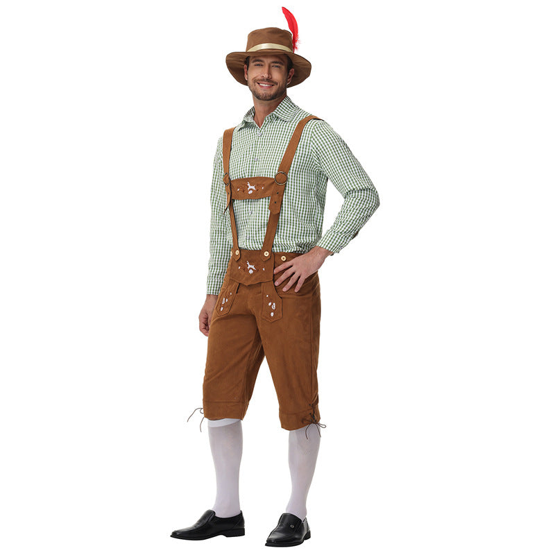 Herren Trachtenlederhose mit Hosenträgern und Stickereien