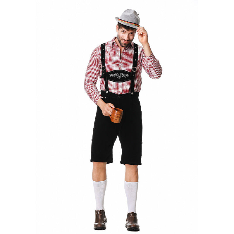 Herren Trachten-Kniebundhose mit verstellbaren Trägern