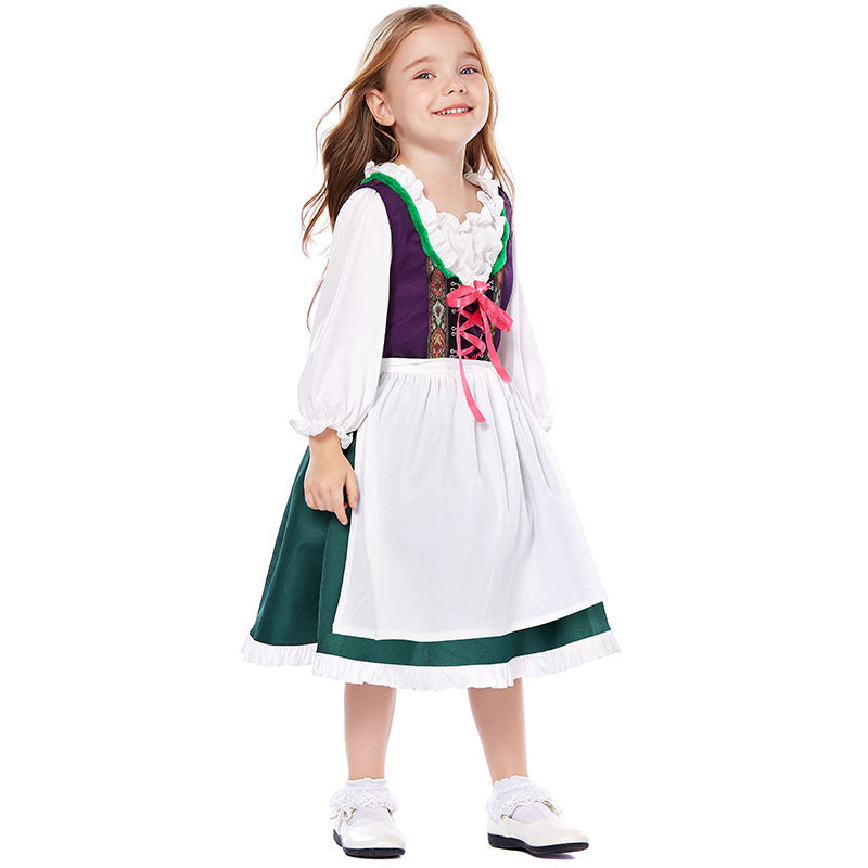 Damen Trachtenkleid Dirndl mit Schnürung und Bluse