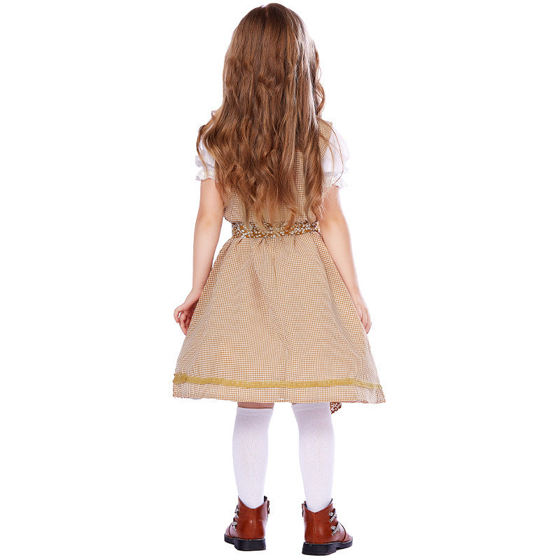 Mädchen Trachtenkleid mit Schürze und Puffbluse