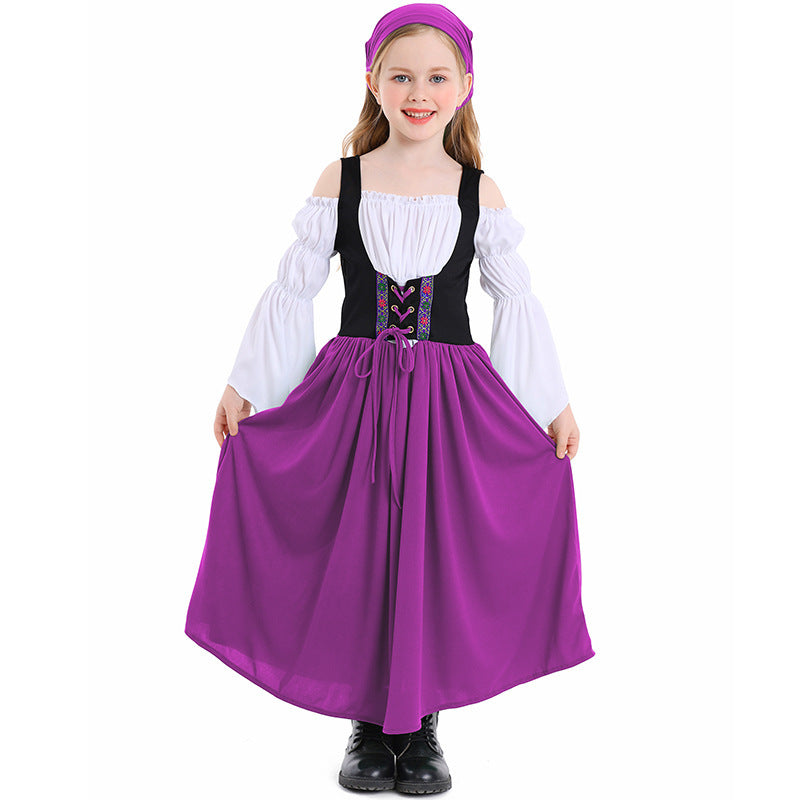 Mädchenkostüm im mittelalterlichen Stil mit Schnürmieder