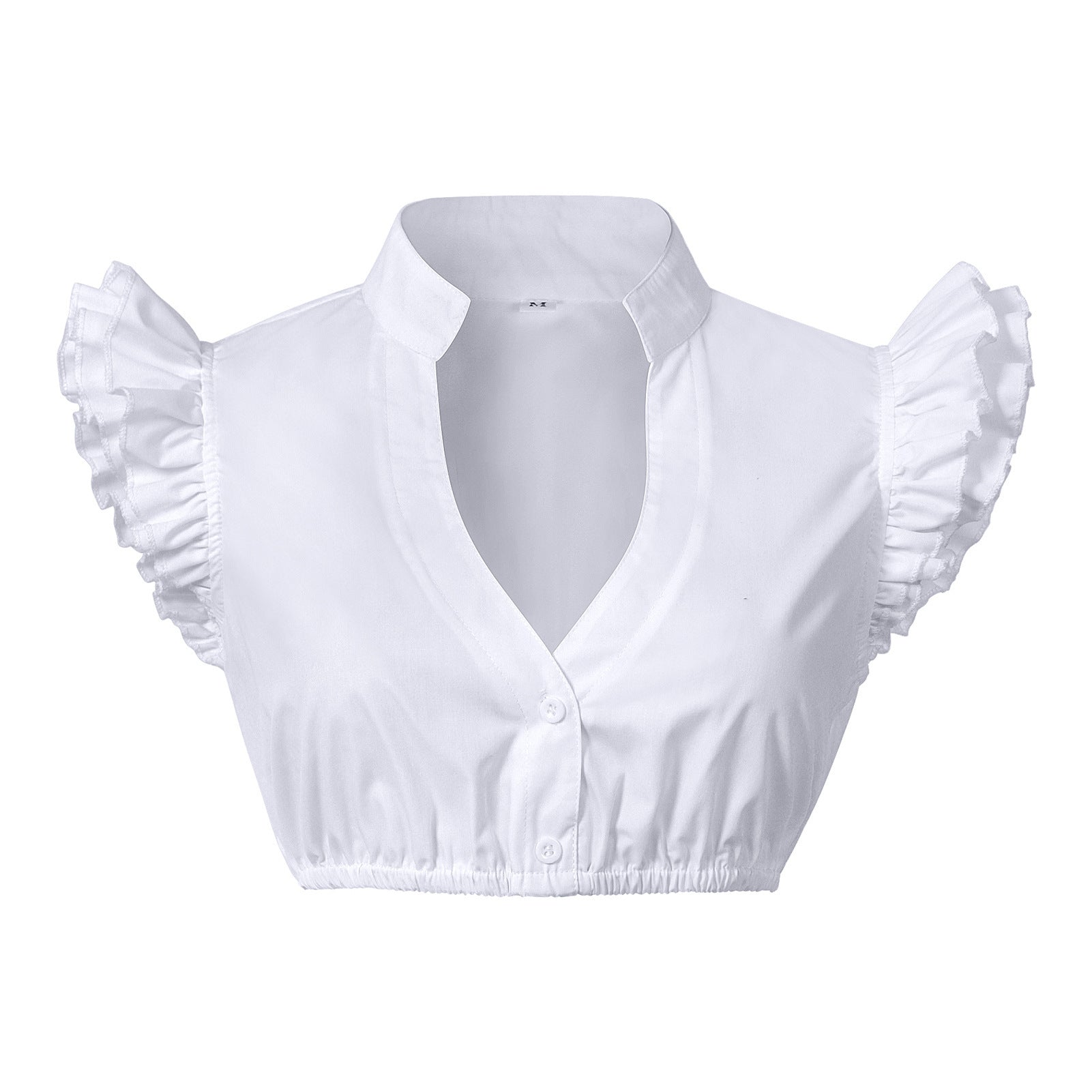 Damen Spitzenbolero Bluse mit Stehkragen