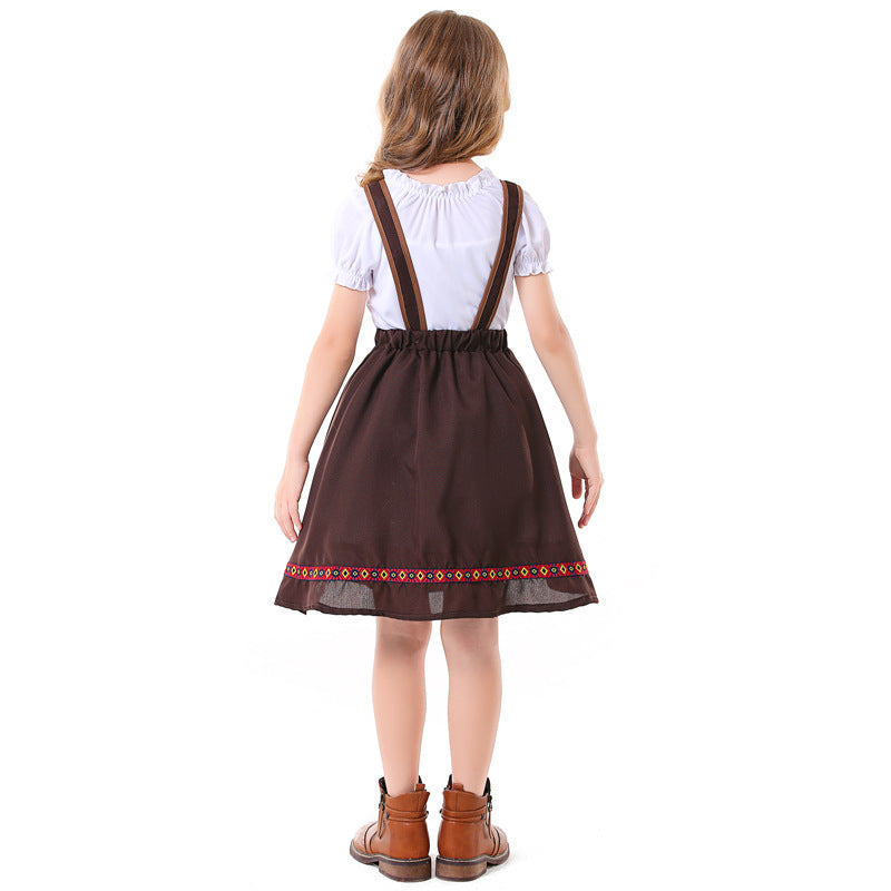 Mädchen Dirndlkleid mit Schürze und Stickereien