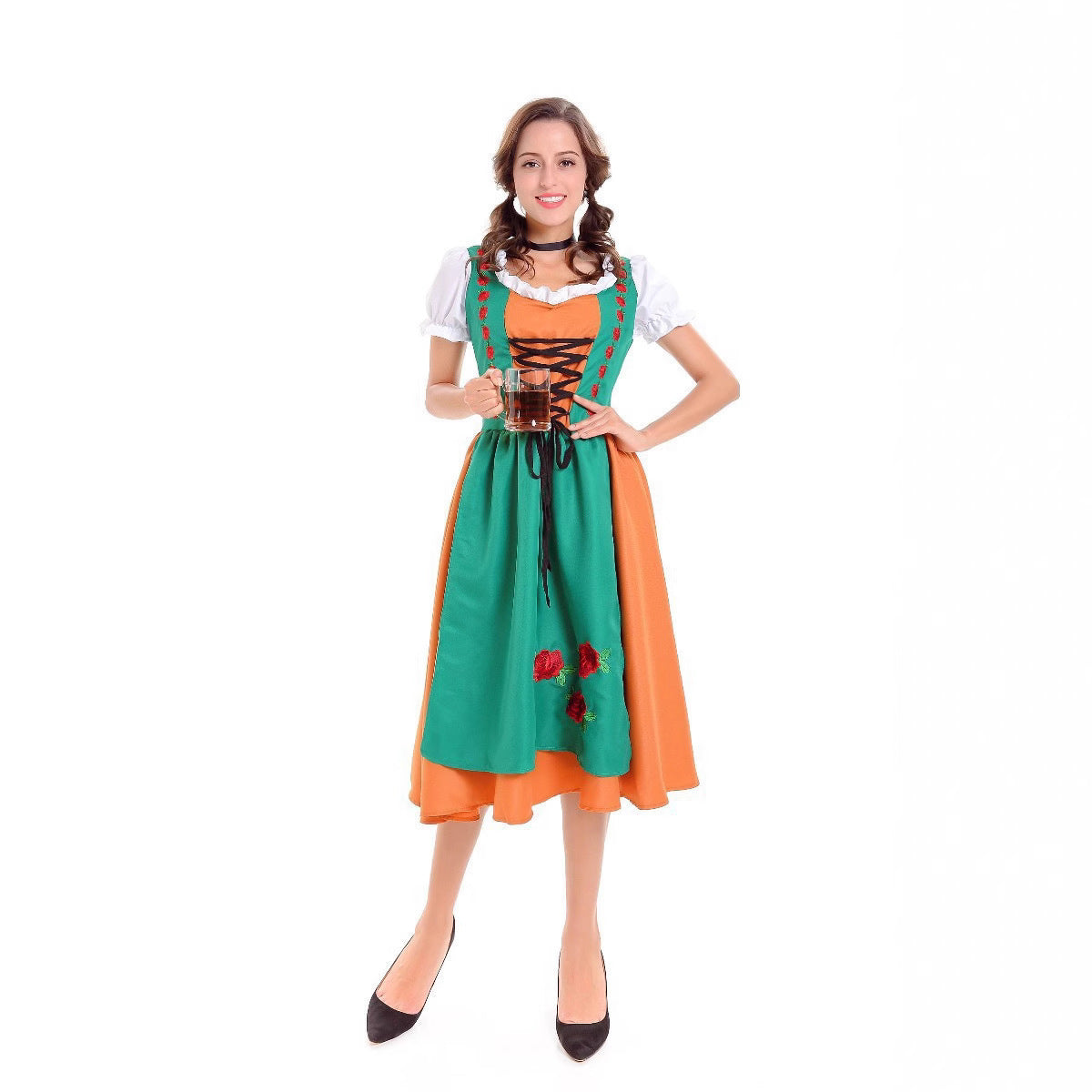 Damen Dirndlkleid mit Schürze und Mieder