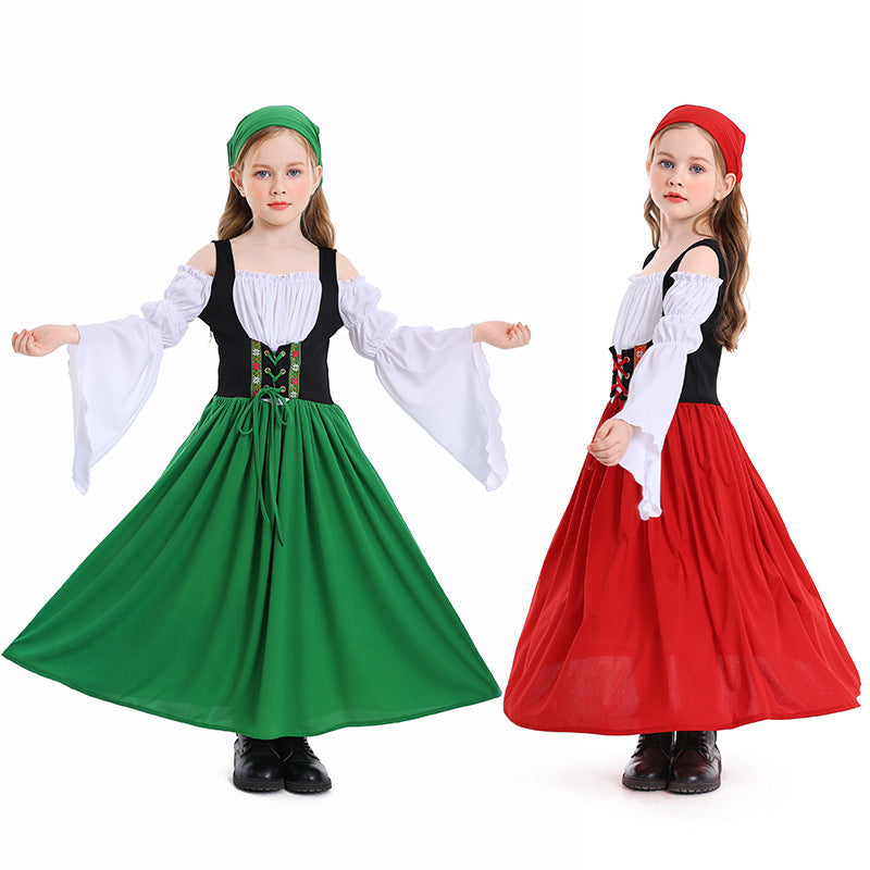 Mädchenkostüm im mittelalterlichen Stil mit Schnürmieder
