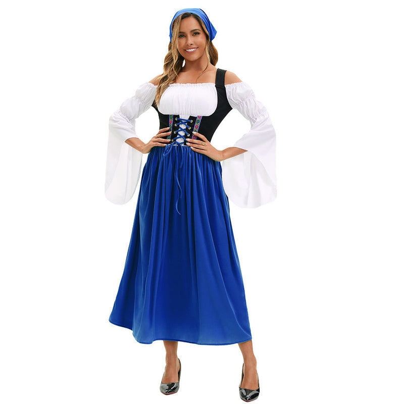 Damen Renaissance-Bauernkleid mit Trompetenärmeln