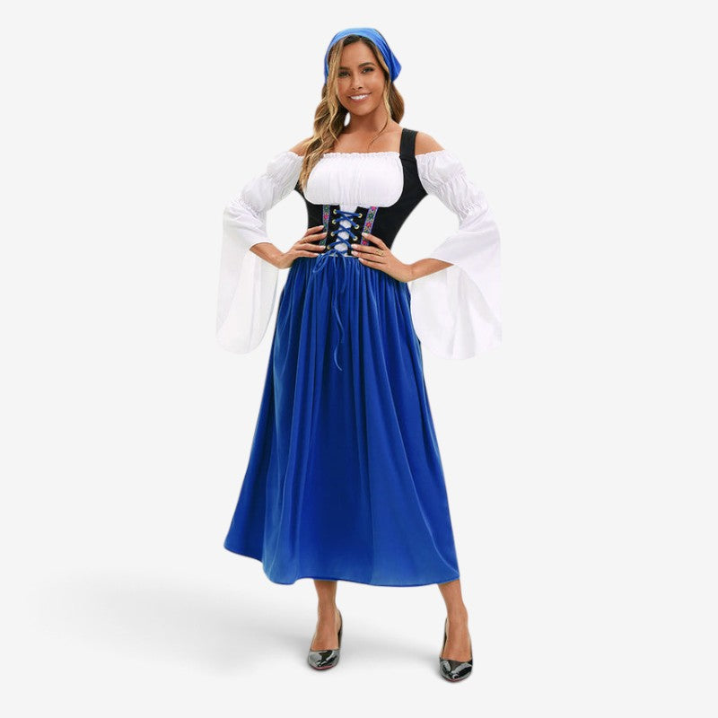 Damen Renaissance-Bauernkleid mit Trompetenärmeln