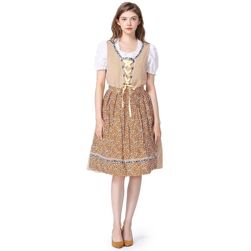 Damen Dirndlkleid mit Spitzenbluse und Schürze