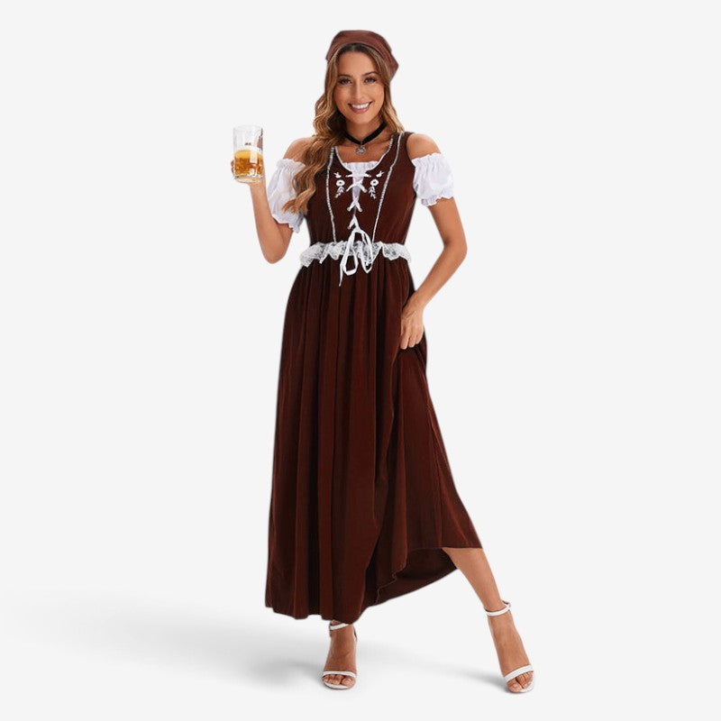 Kurzes Dirndlkleid für Damen mit Spitzen-Schürze