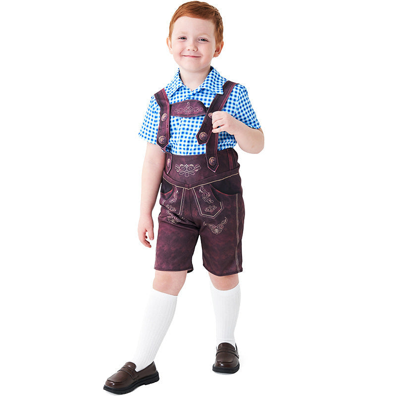 Kurze Trachtenlederhose für Jungen mit Stickerei