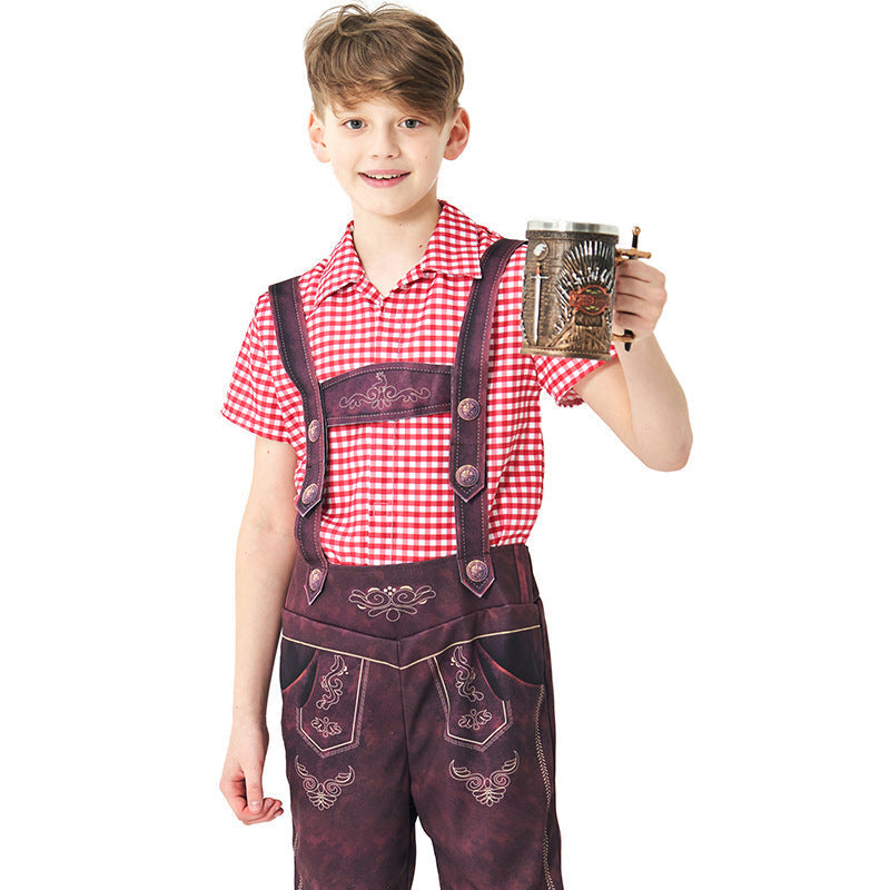 Traditionelle Trachtenlederhose für Kinder mit Trägern