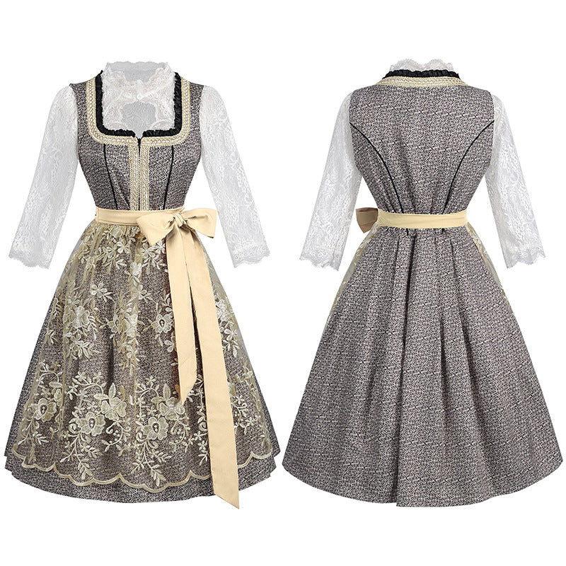 Damen Oktoberfest Kleid mit Rüschen und Borte