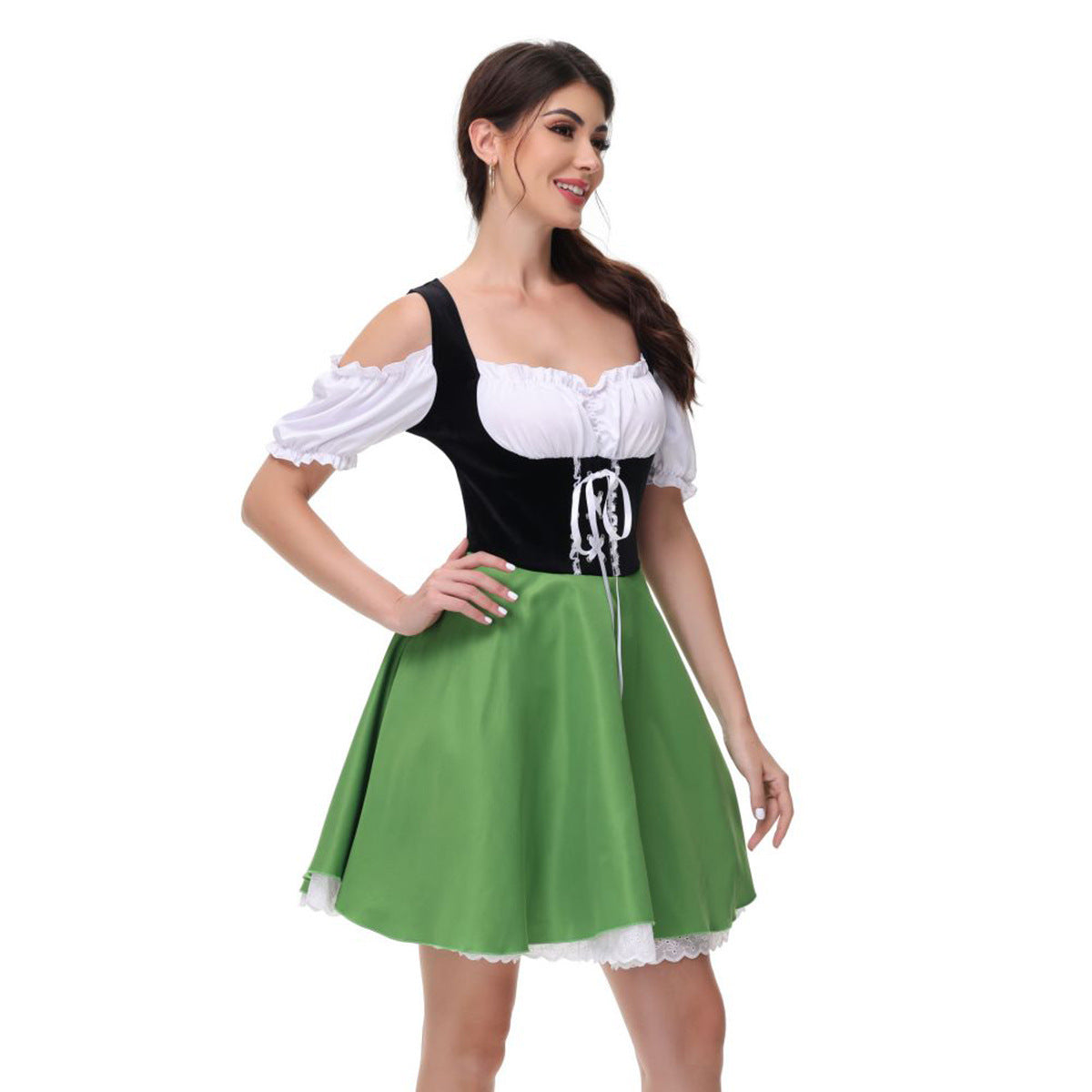 Damen Trachtenkleid mit Puffärmeln und Schnürung