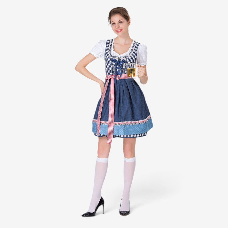 Damen Dirndl mit Karomuster und Schürze
