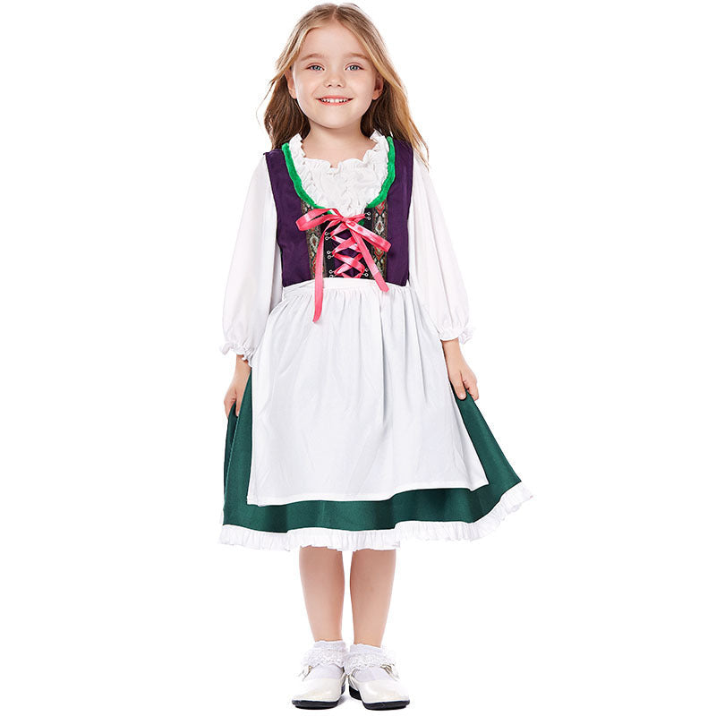 Damen Trachtenkleid Dirndl mit Schnürung und Bluse