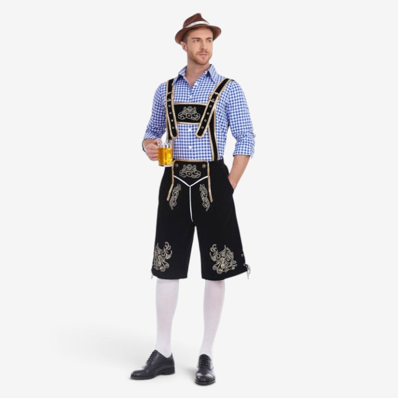 Herren Trachtenlederhose mit barocker Stickerei