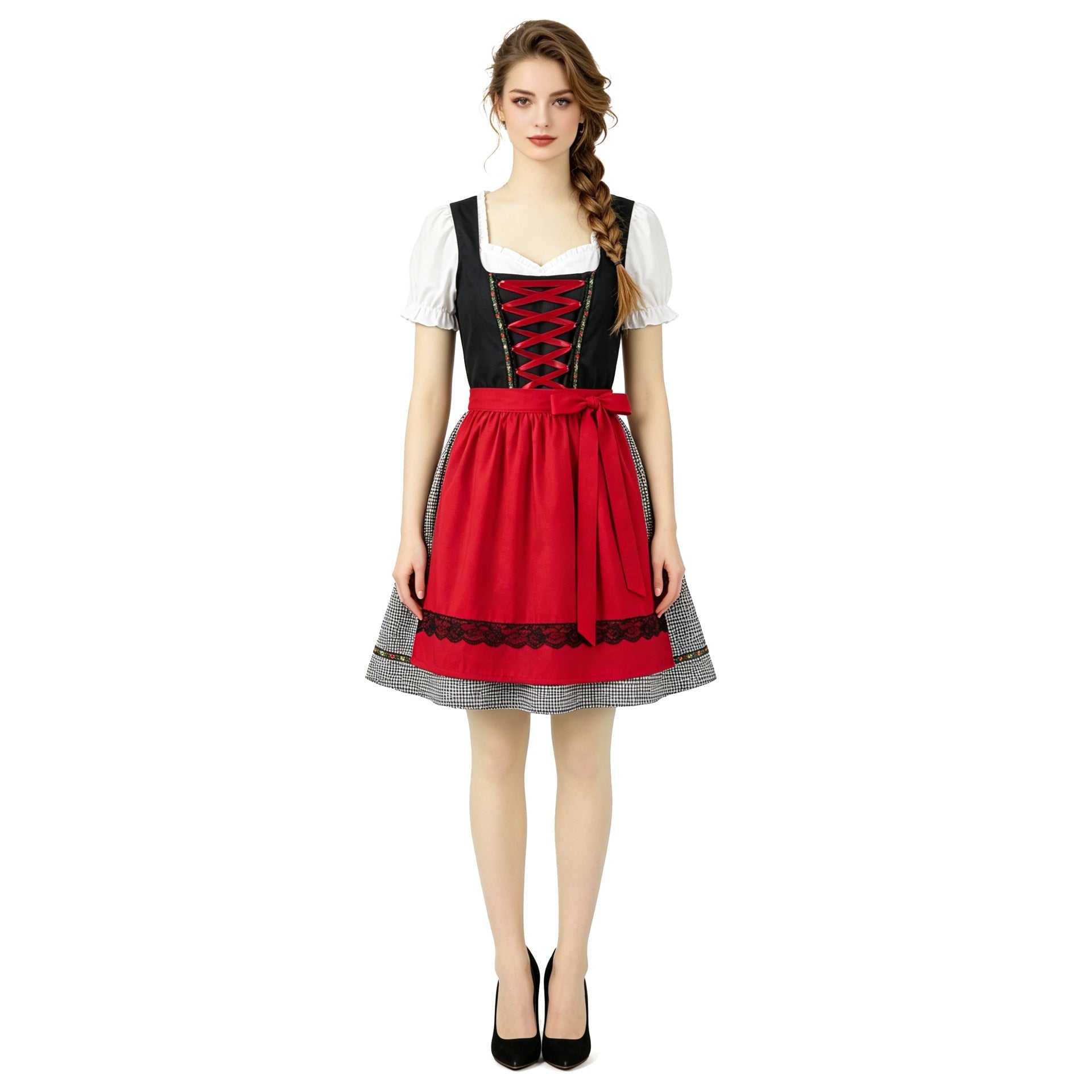Damen Dirndlkleid mit Herzausschnitt und Schürze